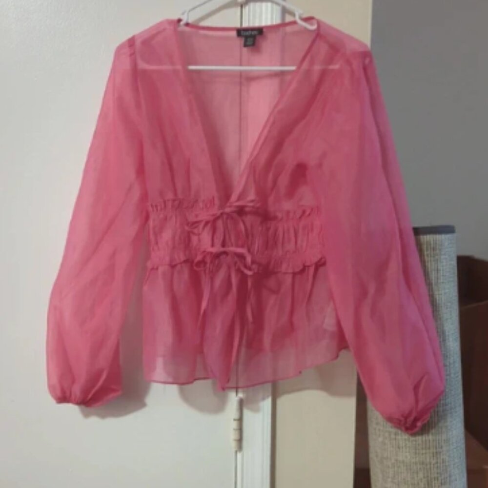 BooHoo sheer pink top